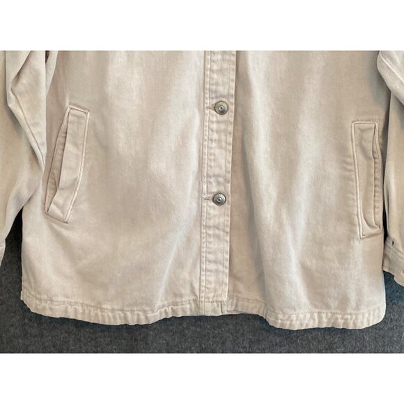 H&M Divided Loose Fit Denim Shacket Jacket Women Size XS Cream Button Front - Picture 5 of 10